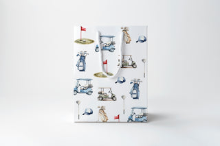 Golf Gift Bag | Watercolor Golf Cart Gift Bag for Dad | Father's Day Golf Gift Wrap
