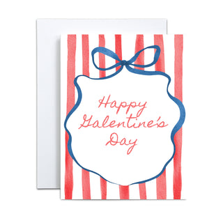 Watercolor Stripe & Bow Galentine's Day Card (A7) | Greeting Card by JOSIL Paperie