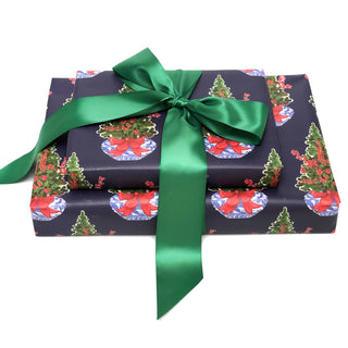 Blue Chinoiserie Christmas Wrapping Pape