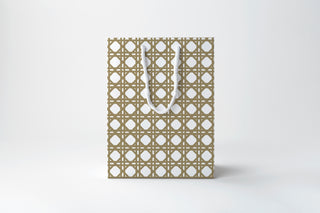 Khaki Cane Weave Gift Bag | Rattan Pattern Gift Bag | Neutral Grandmillennial Gift Wrap