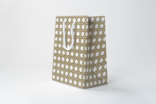 Khaki Cane Weave Gift Bag | Rattan Pattern Gift Bag | Neutral Grandmillennial Gift Wrap
