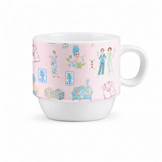 Mahjong Ladies Stacked Coffee Mug Set, 4-Piece Gold
