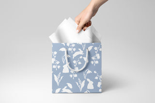 Wedgwood Blue Bunny & Lily Gift Bag (Spring/Easter Packaging | Luxury Gift Bag by JOSIL Paperie
