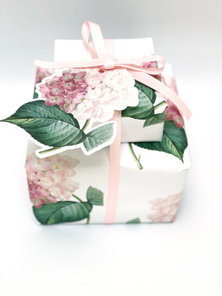 pink hydrangea gift wrap