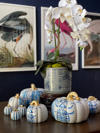 chinoiserie painted pumpkins