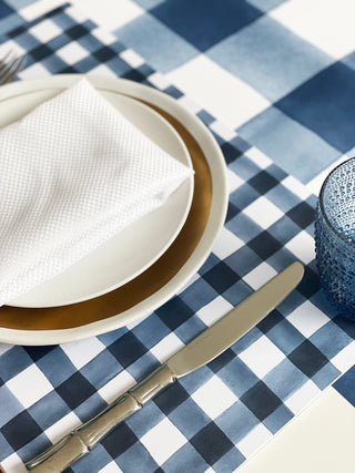 Navy Gingham Paper Placemat